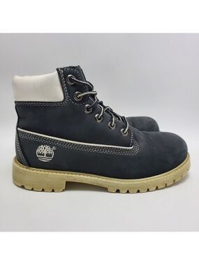 Timberland Kids Boys Nubuck Black White Sole Premium Waterproof Boots Size 2